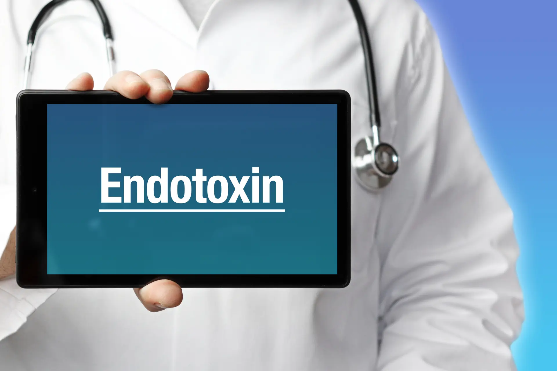 Doctor holding ipad with word Endotoxin